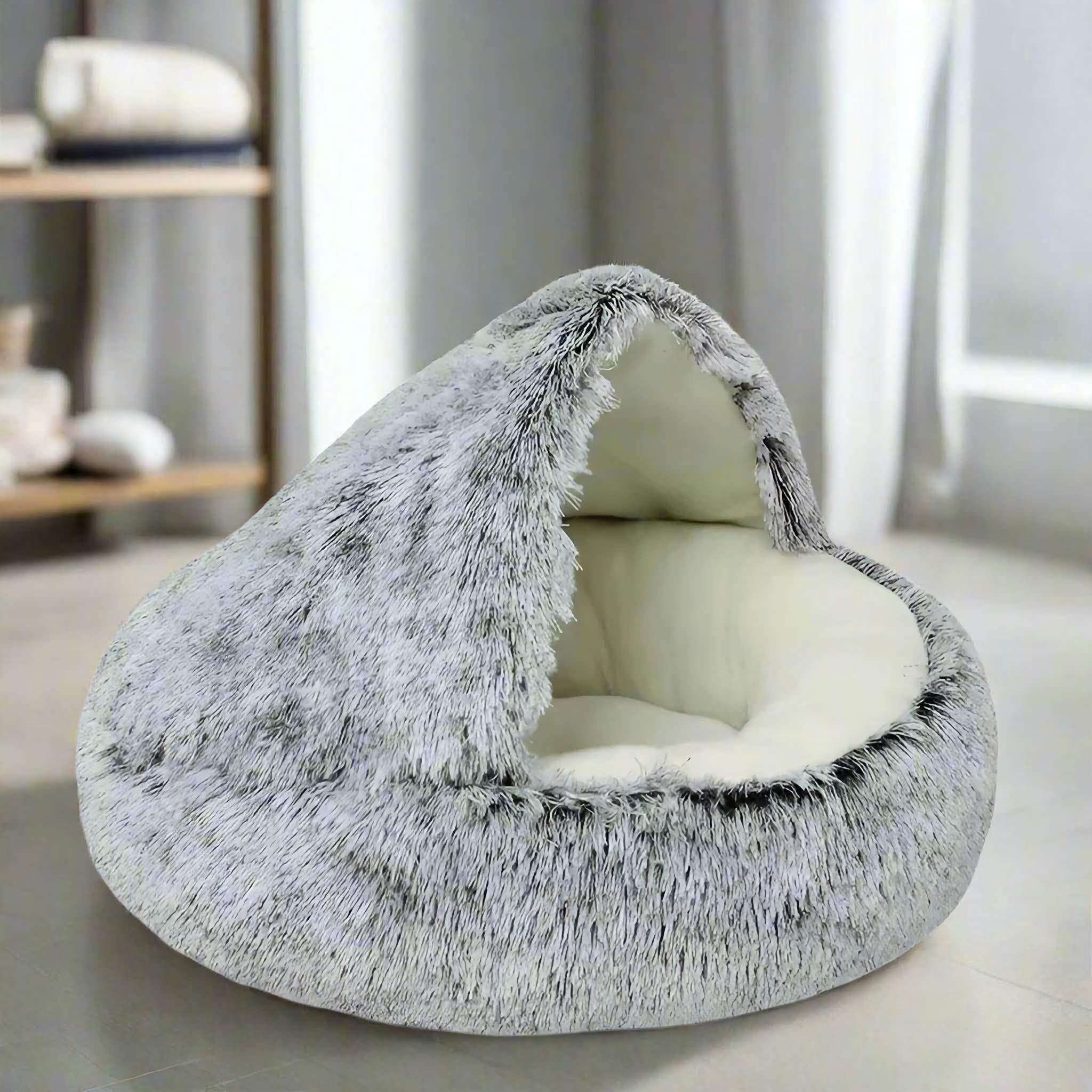 2 - in - 1 Winter Plush Pet Bed for Cats & Small Dogs | Winter Essentials for Pets - Teiin