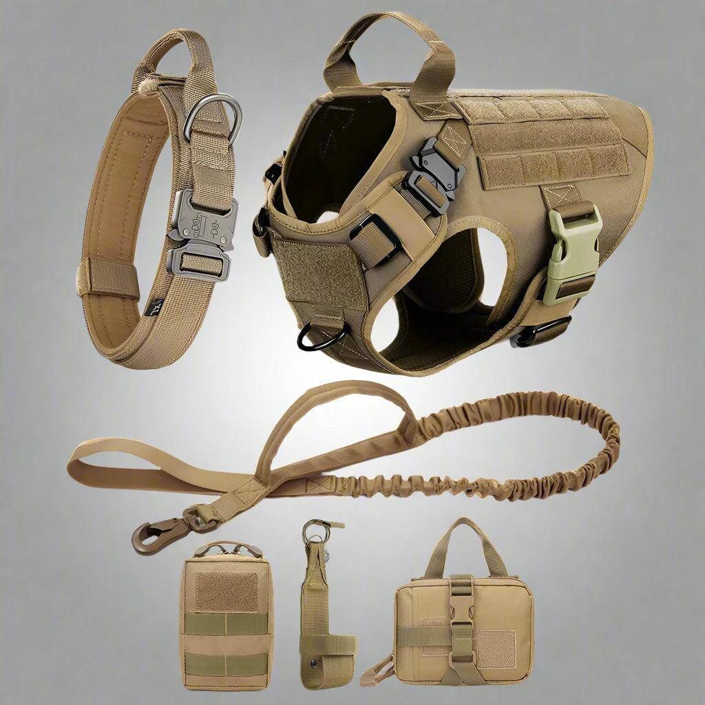 Heavy - Duty Dog Harness & Leash Set – Tactical Vest for Medium to Large Dogs, with Collar & Pouches - Teiin